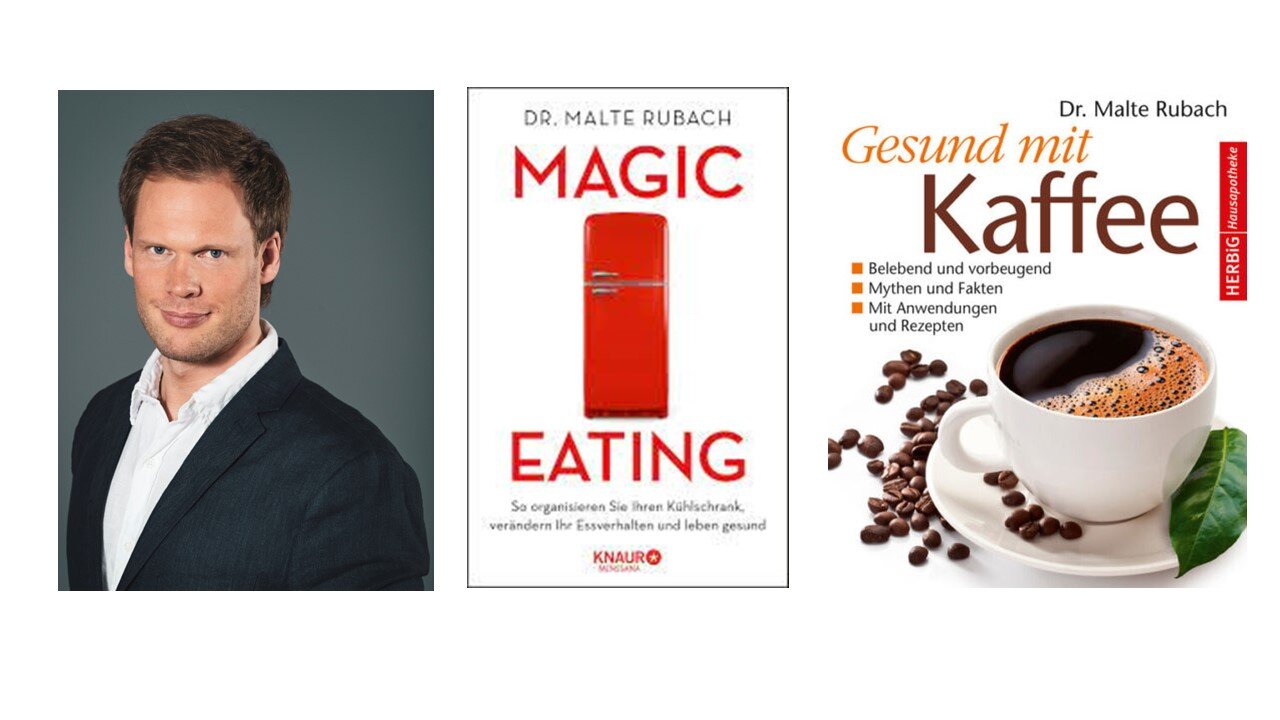 Mann im Anzug und zwei Buchcover zu Ernährung