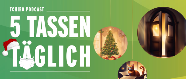 Grünes Podcast-Cover mit Weihnachtsmotiven