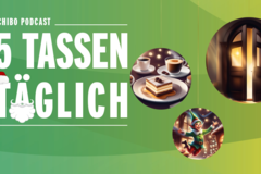 Weihnachtliches Tchibo Podcastmotiv mit Kaffee