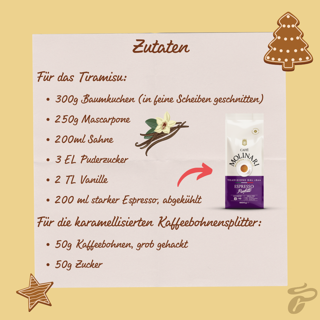 Rezeptkarte: Zutatenliste für Tiramisu