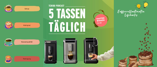 Grüne Grafik mit Kaffeevollautomaten und Tassen