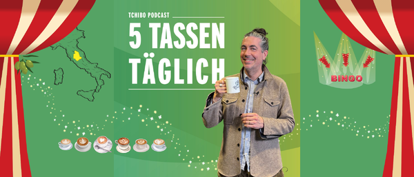 Person mit Kaffeetasse vor „5 Tassen täglich“