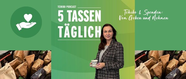 Tchibo Podcast „5 Tassen täglich“ mit Frau und Kaffee