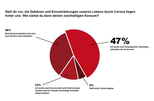 Rot-graues Kreisdiagramm zum nachhaltigen Konsum