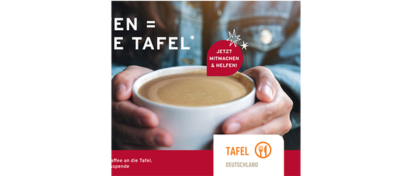 Hände halten Kaffeetasse, Tafel Deutschland Werbung