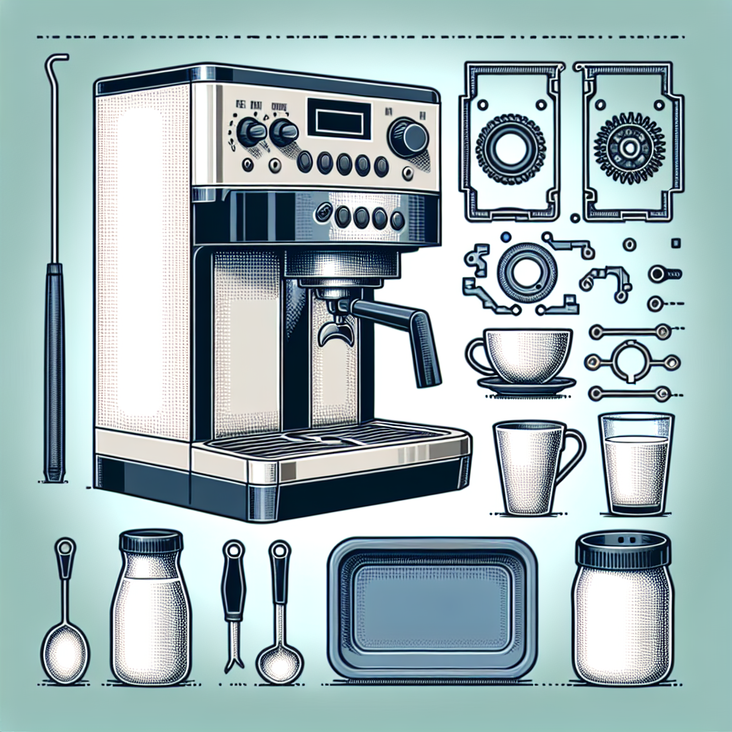 Espressomaschine mit Tassen und Zubehör