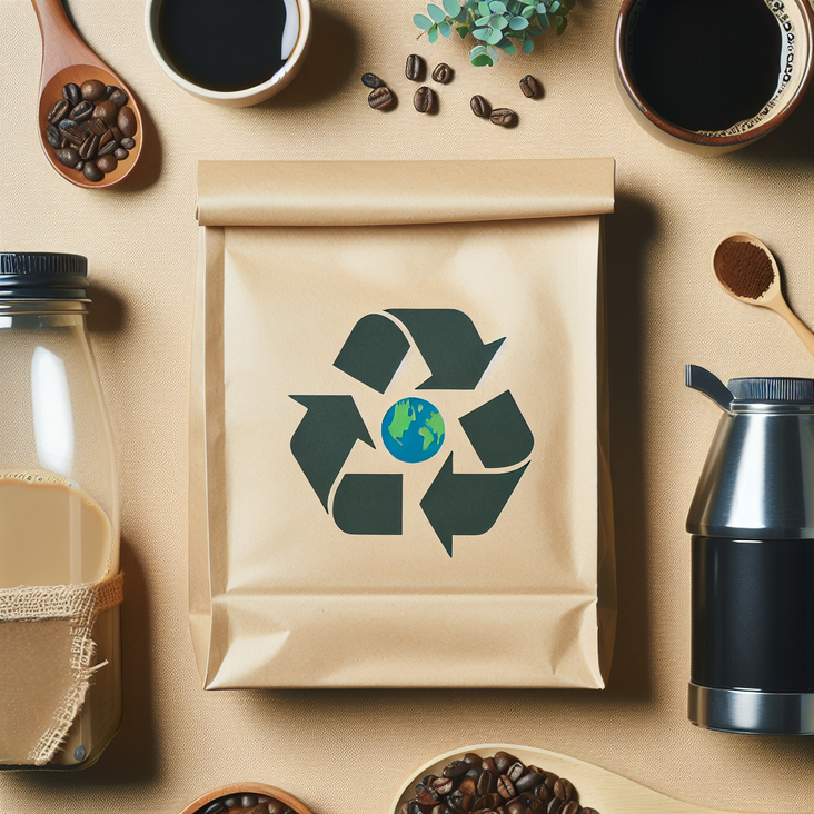 Nachhaltige Kaffeepackung mit Recycling-Symbol