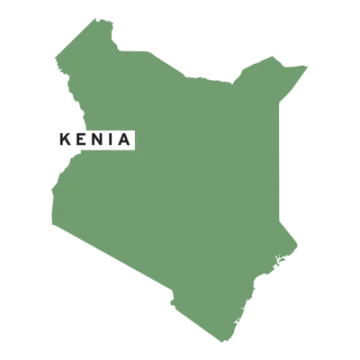 Grüne Karte von Kenia mit Beschriftung