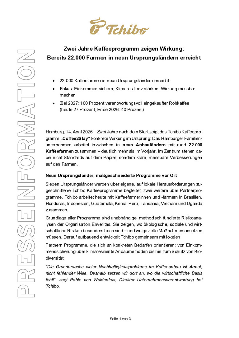 PDF-file Preview for: Tchibo Presseinformation 