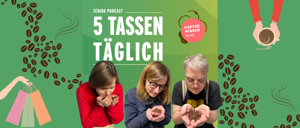 Three people holding coffee beans on green background