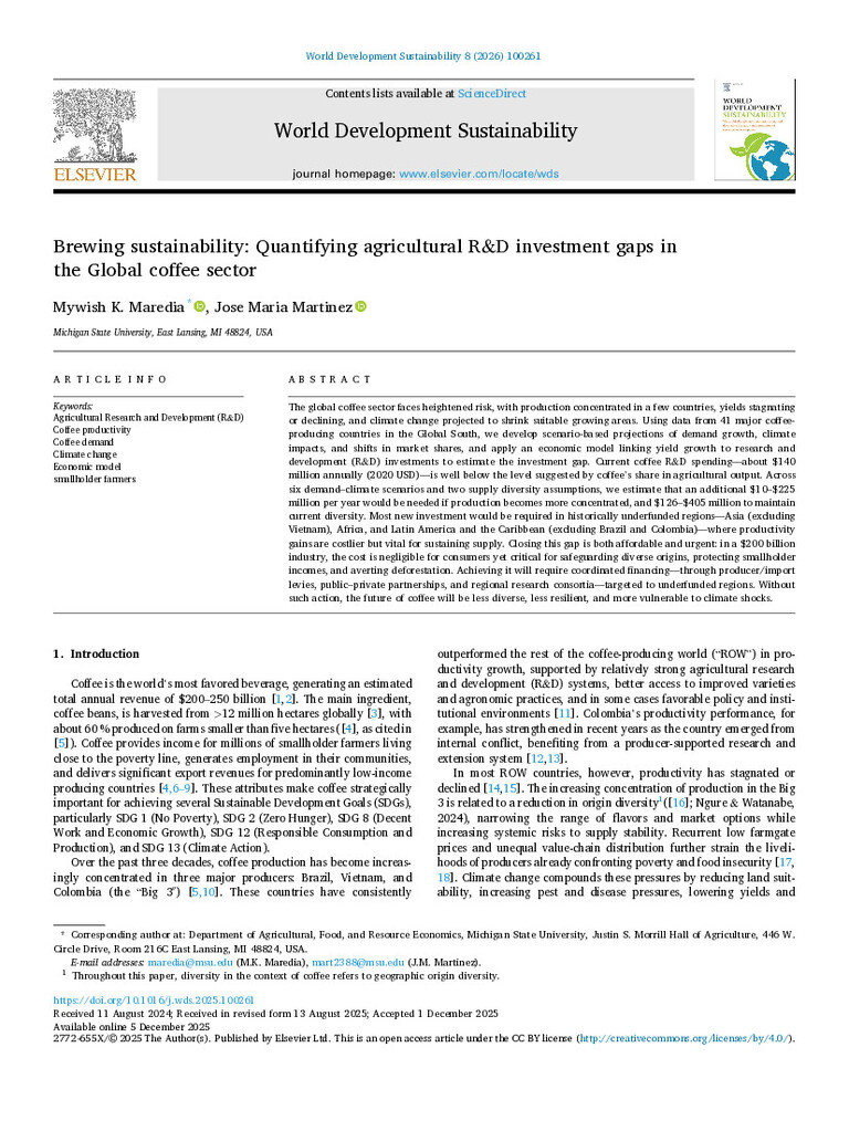 PDF-file Preview for: Coffee & Innovation economic analysis (World Coffee Research) 
