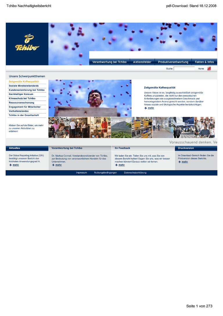 PDF-file Preview for: Tchibo Sustainability Report 2008 (German)