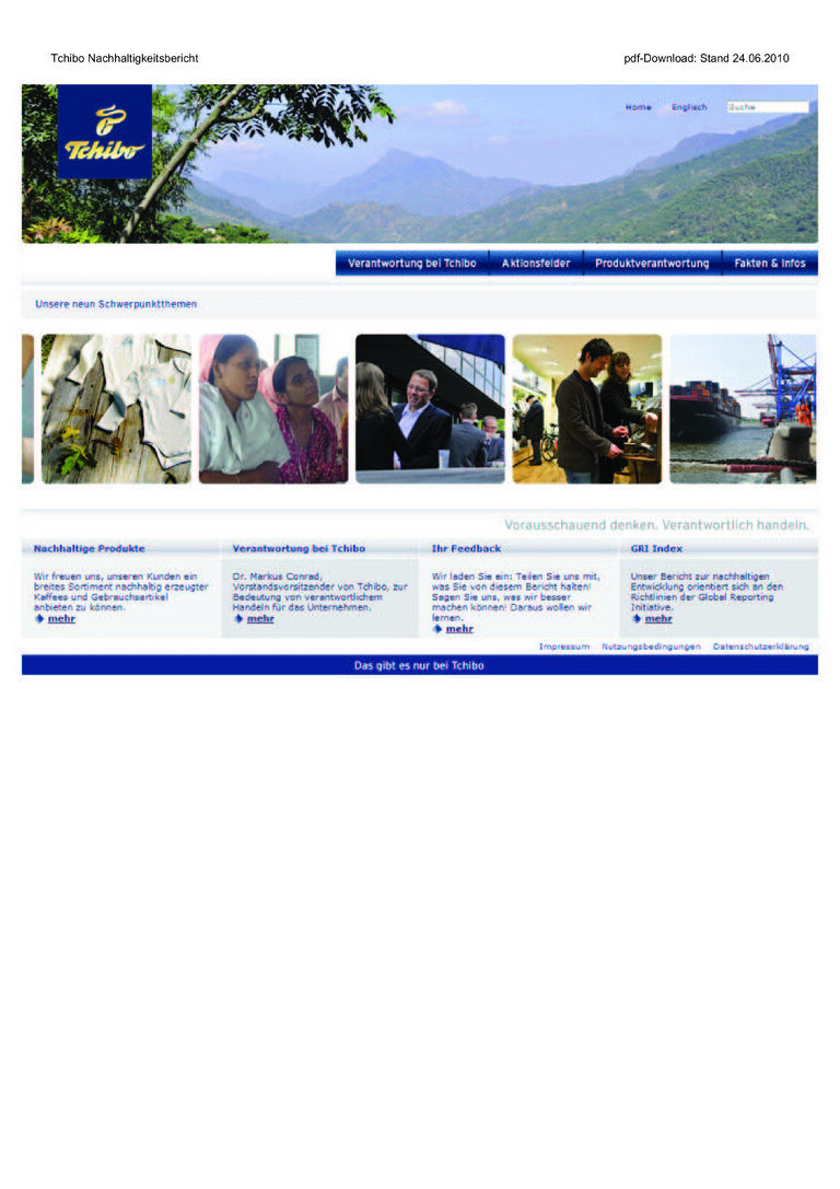 PDF-file Preview for: Tchibo Sustainability Report 2009 (German)