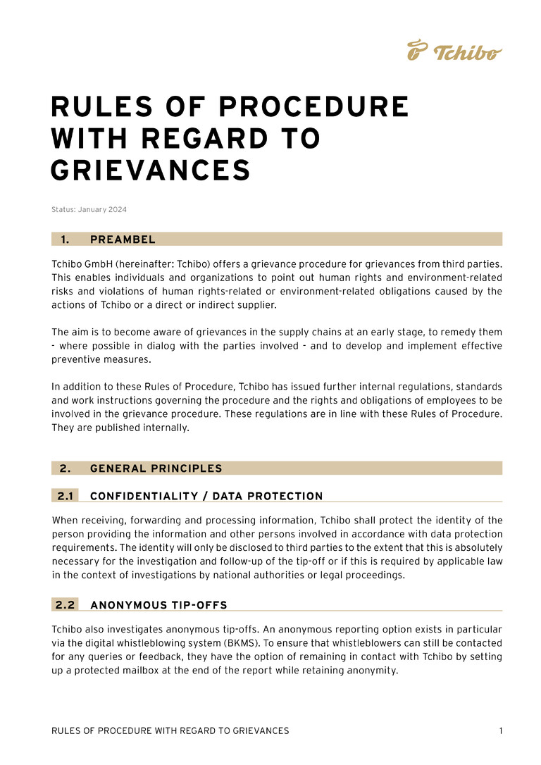 PDF-file Preview for: Rules of Procedure for Grievances (English)