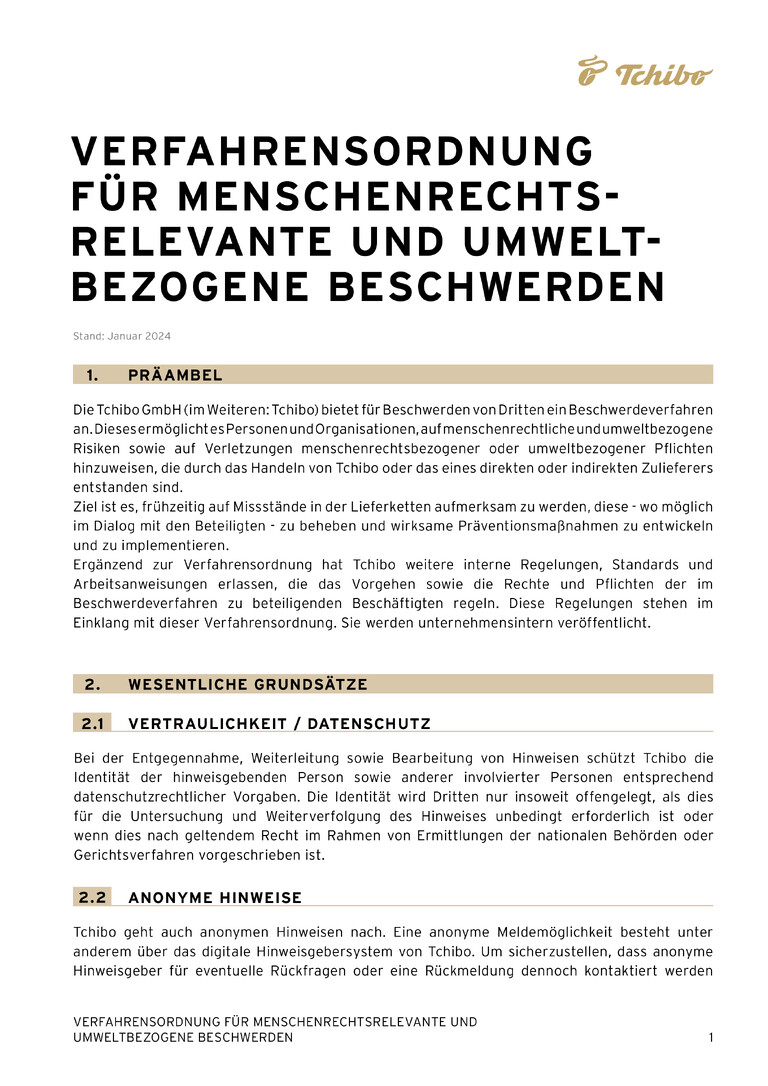PDF-file Preview for: Rules of Procedure for Grievances (German)