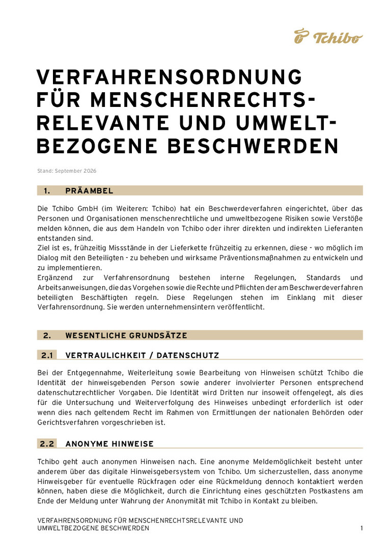 PDF-file Preview for: Rules of Procedure for Grievances (German)