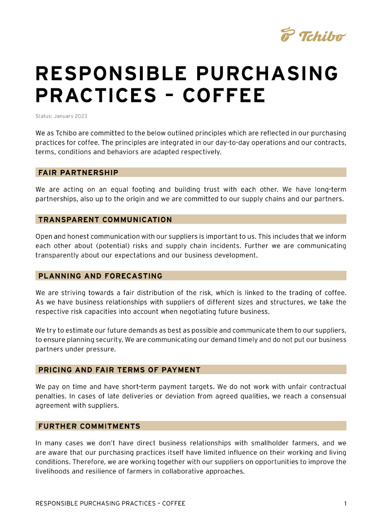 PDF-file Preview for: Responsible Purchasing Practices Coffee (English)