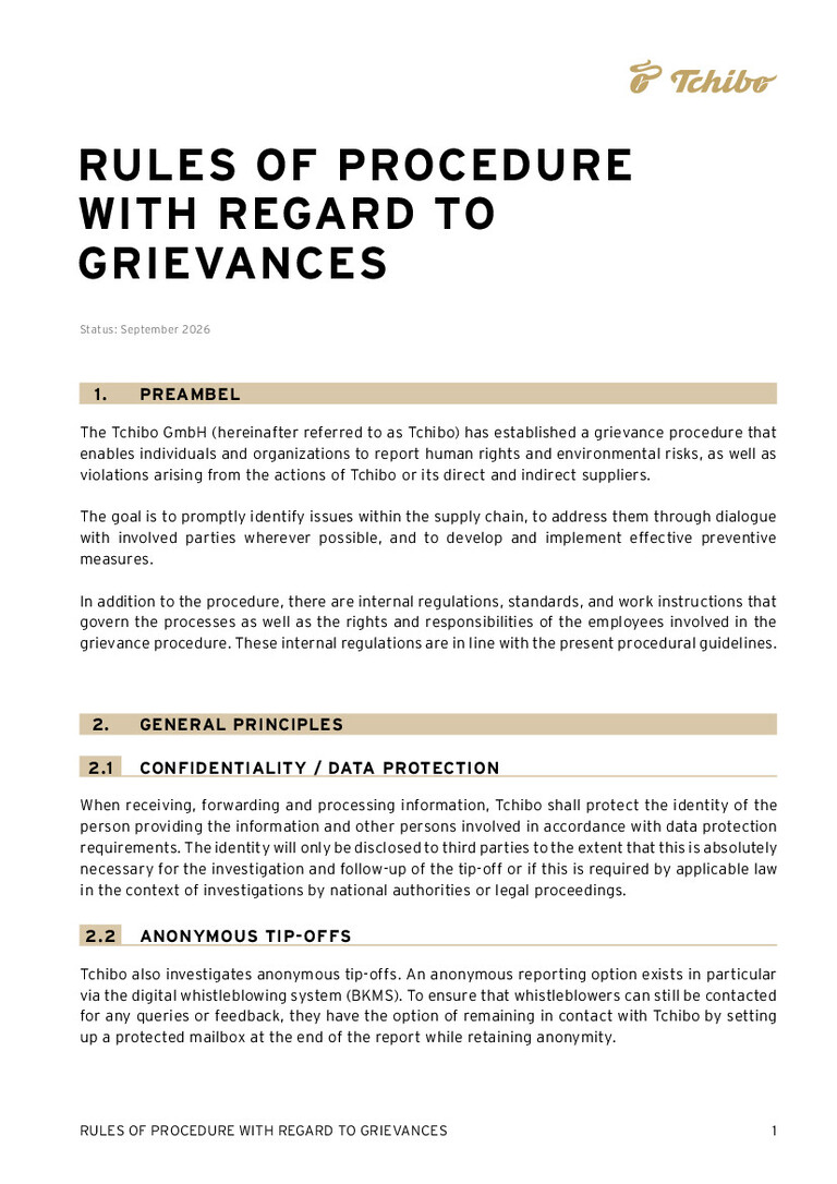 PDF-file Preview for: Rules of Procedure for Grievances (English)