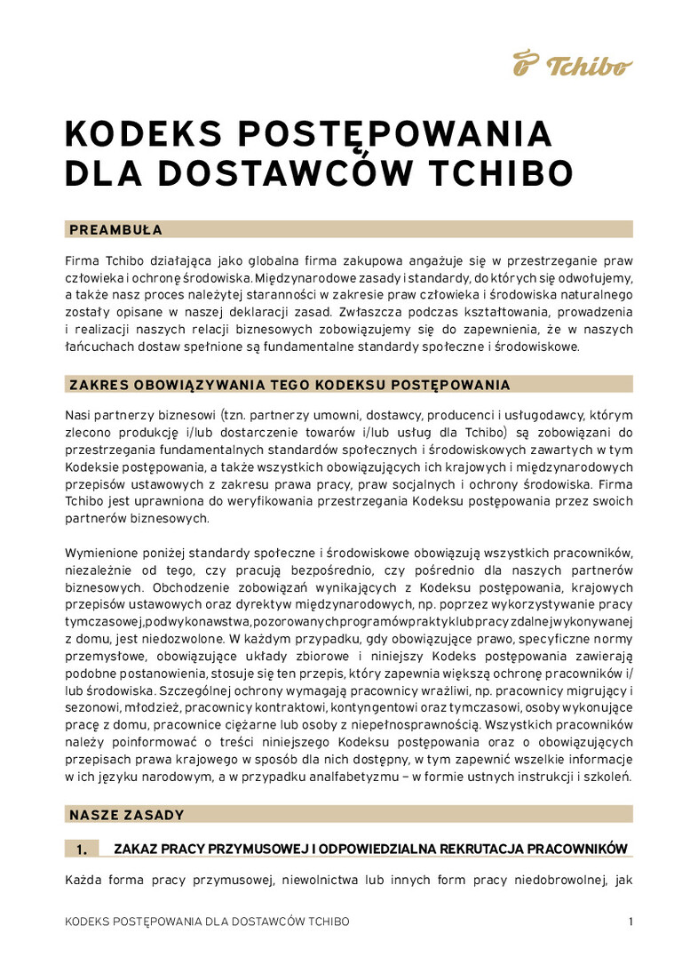 PDF-file Preview for: Tchibo Supplier Code of Conduct (Polish)
